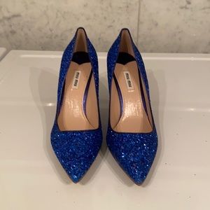 Miu Miu Blue Glitter Heels Size 41.5